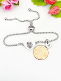 Oleander Flower Heart Charm Silver or Gold Bracelet – Dainty Floral Gift Jewelry, D631