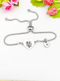 Oleander Flower Heart Charm Silver or Gold Bracelet – Dainty Floral Gift Jewelry, D631