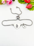Hawthorn Flower Heart Charm Silver or Gold Bracelet – Dainty Floral Gift Jewelry, N632