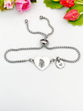 Hawthorn Flower Heart Charm Silver or Gold Bracelet – Dainty Floral Gift Jewelry, N632