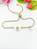 Poppy Flower Heart Charm Silver or Gold Bracelet – Dainty Floral Gift Jewelry, N633