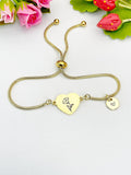 Sweet Pea Flower Heart Charm Silver or Gold Bracelet – Dainty Floral Gift Jewelry, N634