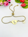 Sweet Pea Flower Heart Charm Silver or Gold Bracelet – Dainty Floral Gift Jewelry, N634