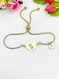 Sweet Pea Flower Heart Charm Silver or Gold Bracelet – Dainty Floral Gift Jewelry, N634