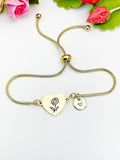 Daisy Flower Heart Charm Silver or Gold Bracelet – Dainty Floral Gift Jewelry, D637