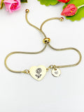 Daisy Flower Heart Charm Silver or Gold Bracelet – Dainty Floral Gift Jewelry, D637