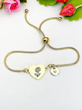 Daisy Flower Heart Charm Silver or Gold Bracelet – Dainty Floral Gift Jewelry, D637