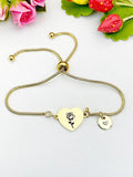 Rose Flower Heart Charm Silver or Gold Bracelet – Dainty Floral Gift Jewelry, N638