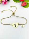 Rose Flower Heart Charm Silver or Gold Bracelet – Dainty Floral Gift Jewelry, N638