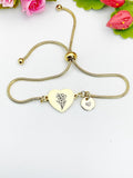 Gladiolus Flower Heart Charm Silver or Gold Bracelet – Dainty Floral Gift Jewelry, N639