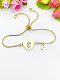 Narcissus Flower Heart Charm Silver or Gold Bracelet – Dainty Floral Gift Jewelry, ND640
