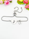 Peony Flower Heart Charm Silver or Gold Bracelet – Dainty Floral Gift Jewelry, N642