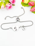 Snowdrops Flower Heart Charm Silver or Gold Bracelet – Dainty Floral Gift Jewelry, N644