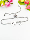 Snowdrops Flower Heart Charm Silver or Gold Bracelet – Dainty Floral Gift Jewelry, N644