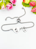 Snowdrops Flower Heart Charm Silver or Gold Bracelet – Dainty Floral Gift Jewelry, N644