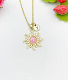 Sunburst Cubic Zirconia Pendant Gold Sun Necklace, Dainty Sparkle Personalized Gift, N7007