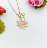 Sunburst Cubic Zirconia Pendant Gold Sun Necklace, Dainty Sparkle Personalized Gift, N7007
