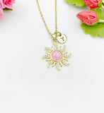 Sunburst Cubic Zirconia Pendant Gold Sun Necklace, Dainty Sparkle Personalized Gift, N7007