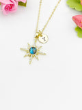 North Star Cubic Zirconia Pendant Gold Necklace, Dainty Celestial Personalized Gift, N7008