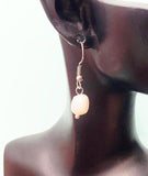 Silver Natural Pearl Potato Charm Dangle Earrings, N5965S