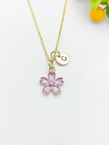 Gold Sakura Flower Charm Necklace, Cherry Blossom, N5911