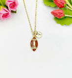 Football Cubic Zirconia Pendant 18K Gold Plated Necklace, Dainty Sport Fan Personalized Gift, N7010