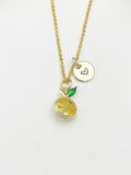 Silver or Gold Cubic Zirconia Orange Slice Necklace, Birthday Gift, N5592