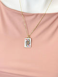 Gold Queen of Heart Play Card Charm Necklace, N5667
