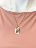 Gold Queen of Heart Play Card Charm Necklace, N5667