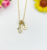 Lemon Cubic Zirconia Pendant Gold Necklace, Dainty Fruit Personalized Gift, N7012