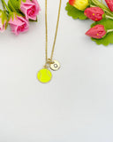 Gold Tennis Ball Pendant Necklace – Dainty Sports Charm Gift Jewelry, N6913