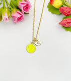 Gold Tennis Ball Pendant Necklace – Dainty Sports Charm Gift Jewelry, N6913