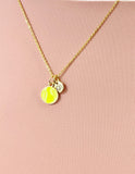 Gold Tennis Ball Pendant Necklace – Dainty Sports Charm Gift Jewelry, N6913