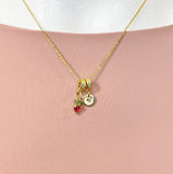 18K Gold Plated Tiny Cubic Zirconia Strawberry Charm Necklace, Dainty Fruit Personalized Gift, N7014