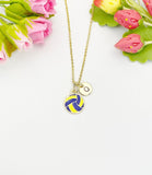 Gold Volleyball Pendant Necklace – Dainty Sports Charm Gift Jewelry, N6917