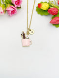 Gold Pen Holder Pendant Necklace – Dainty Writer Charm Gift Jewelry, N6919