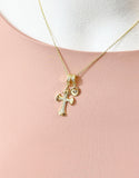 18K Gold Plated Cross Cubic Zirconia Charm Necklace, Dainty Faith Personalized Gift, N7018