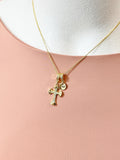 18K Gold Plated Cross Cubic Zirconia Charm Necklace, Dainty Faith Personalized Gift, N7018