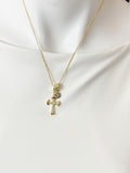 18K Gold Plated Cross Cubic Zirconia Charm Necklace, Dainty Faith Personalized Gift, N7018