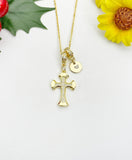 18K Gold Plated Cross Cubic Zirconia Charm Necklace, Dainty Faith Personalized Gift, N7018