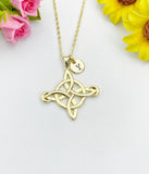 18K Gold Plated Witch's Knot Charm Necklace, Protection Gift, N7020