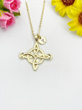 18K Gold Plated Knot Charm Necklace, Protection Personalized Gift, N7019