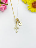 18K Gold Plated Cross Cubic Zirconia Charm Necklace, Dainty Faith Personalized Gift, N7021