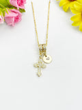 18K Gold Plated Cross Cubic Zirconia Charm Necklace, Dainty Faith Personalized Gift, N7021