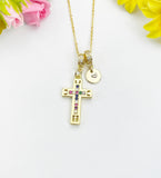 18K Gold Plated Cross Cubic Zirconia Pendant Necklace, Dainty Faith Personalized Gift, N7022
