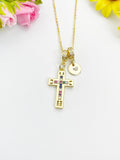 18K Gold Plated Cross Cubic Zirconia Pendant Necklace, Dainty Faith Personalized Gift, N7022