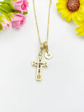 18K Gold Plated Cross Cubic Zirconia Pendant Necklace, Dainty Faith Personalized Gift, N7022