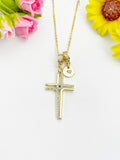 18K Gold Plated Cross Cubic Zirconia Pendant Necklace, Dainty Faith Personalized Gift, N7023