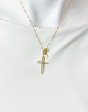 18K Gold Plated Cross Cubic Zirconia Pendant Necklace, Dainty Faith Personalized Gift, N7023