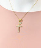 18K Gold Plated Cross Cubic Zirconia Pendant Necklace, Dainty Faith Personalized Gift, N7023